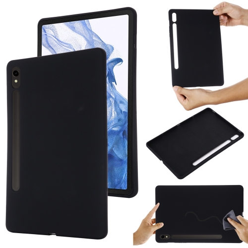 

For Samsung Galaxy Tab S9 FE Pure Color Liquid Silicone Shockproof Tablet Case(Black)