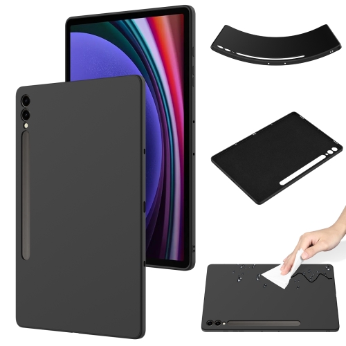 

For Samsung Galaxy Tab S9+ Pure Color Liquid Silicone Shockproof Tablet Case(Black)