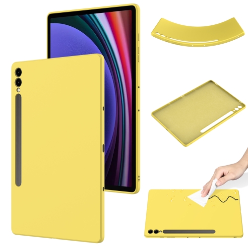 

For Samsung Galaxy Tab S9+ Pure Color Liquid Silicone Shockproof Tablet Case(Yellow)