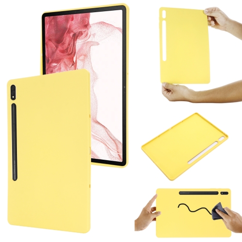 

For Samsung Galaxy Tab S9 FE+ Pure Color Liquid Silicone Shockproof Tablet Case(Yellow)