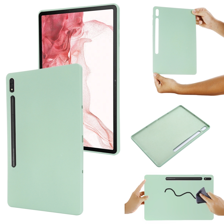 

For Samsung Galaxy Tab S9 FE+ Pure Color Liquid Silicone Shockproof Tablet Case(Green)