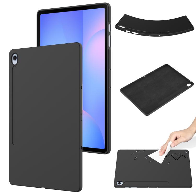 

For Samsung Galaxy Tab S10 FE+ Pure Color Liquid Silicone Shockproof Tablet Case(Black)