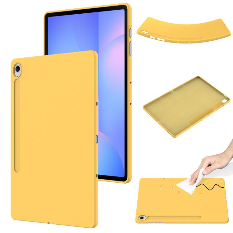 

For Samsung Galaxy Tab S10 FE+ Pure Color Liquid Silicone Shockproof Tablet Case(Yellow)