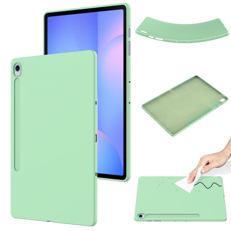 

For Samsung Galaxy Tab S10 FE+ Pure Color Liquid Silicone Shockproof Tablet Case(Green)
