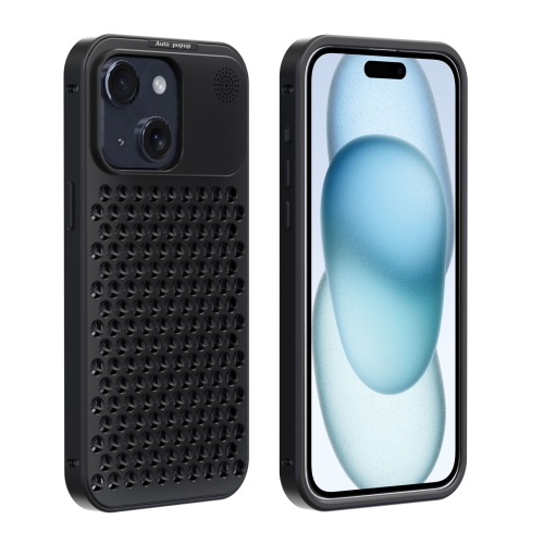 

For iPhone 15 Plus R-JUST RJ58 Aromatherapy Metal Cooling Phone Case(Black)