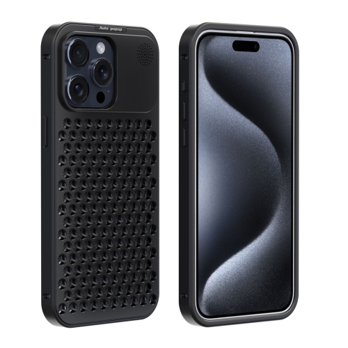 

For iPhone 15 Pro Max R-JUST RJ58 Aromatherapy Metal Cooling Phone Case(Black)