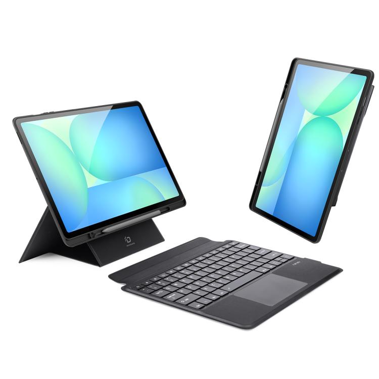 

For Samsung Galaxy Tab S10 FE+ DUX DUCIS DK Floating Magnetic Keyboard Leather Tablet Case with Holder(Black)