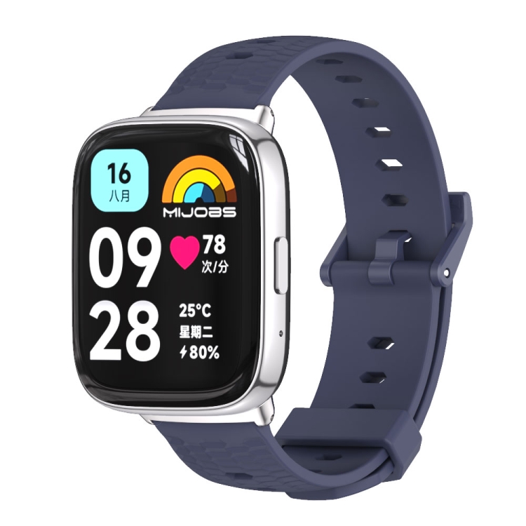 For Redmi Watch Lite Watch Active Mijobs Honeycomb Texture TPU Watch  Band(Midnight Blue Silver)