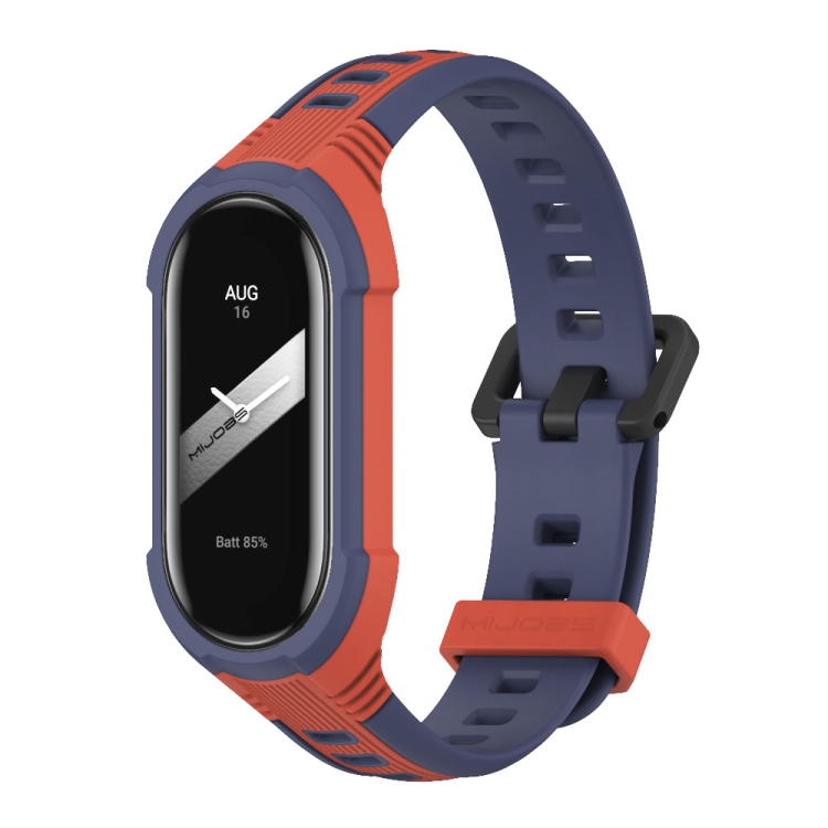 

For Xiaomi Mi Band 8 MIJOBS Unibody Two Color Silicone Watch Band(Orang Midnight Blue)