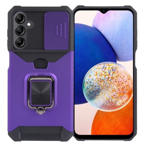 

For Samsung Galaxy A15 Camera Shield Card Slot PC+TPU Phone Case(Purple)