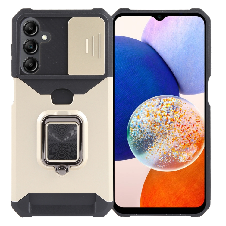 

For Samsung Galaxy A15 Camera Shield Card Slot PC+TPU Phone Case(Gold)