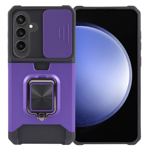 

For Samsung Galaxy S24 5G Camera Shield Card Slot PC+TPU Phone Case(Purple)
