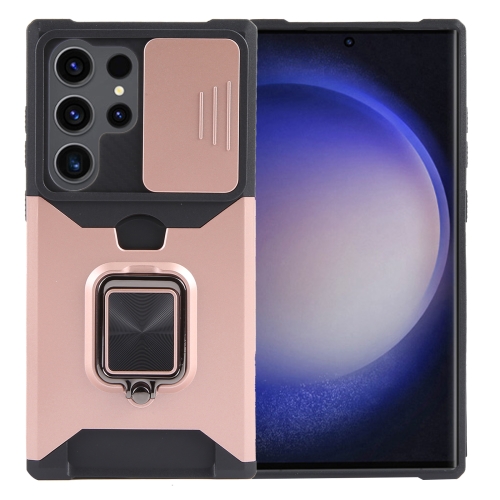 

For Samsung Galaxy S24 Ultra 5G Camera Shield Card Slot PC+TPU Phone Case(Rose Gold)