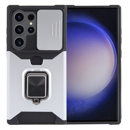

For Samsung Galaxy S24 Ultra 5G Camera Shield Card Slot PC+TPU Phone Case(Silver)