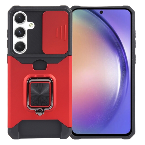 

For Samsung Galaxy A55 Camera Shield Card Slot PC+TPU Phone Case(Red)