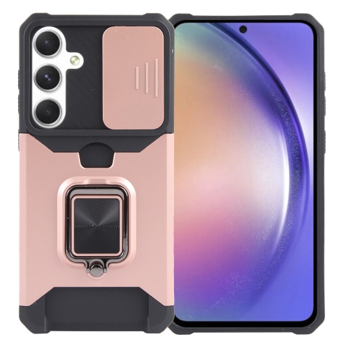 

For Samsung Galaxy A55 Camera Shield Card Slot PC+TPU Phone Case(Rose Gold)