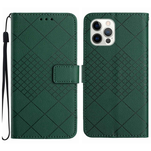 

For iPhone 15 Pro Max Rhombic Grid Texture Leather Phone Case(Green)