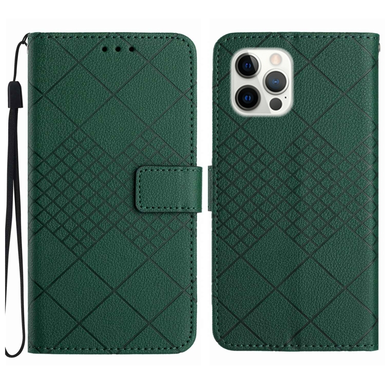 

For iPhone 15 Pro Rhombic Grid Texture Leather Phone Case(Green)