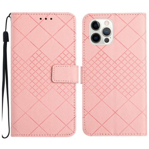 

For iPhone 14 Pro Rhombic Grid Texture Leather Phone Case(Pink)