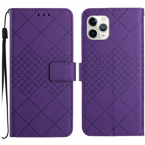 

For iPhone 11 Pro Max Rhombic Grid Texture Leather Phone Case(Purple)