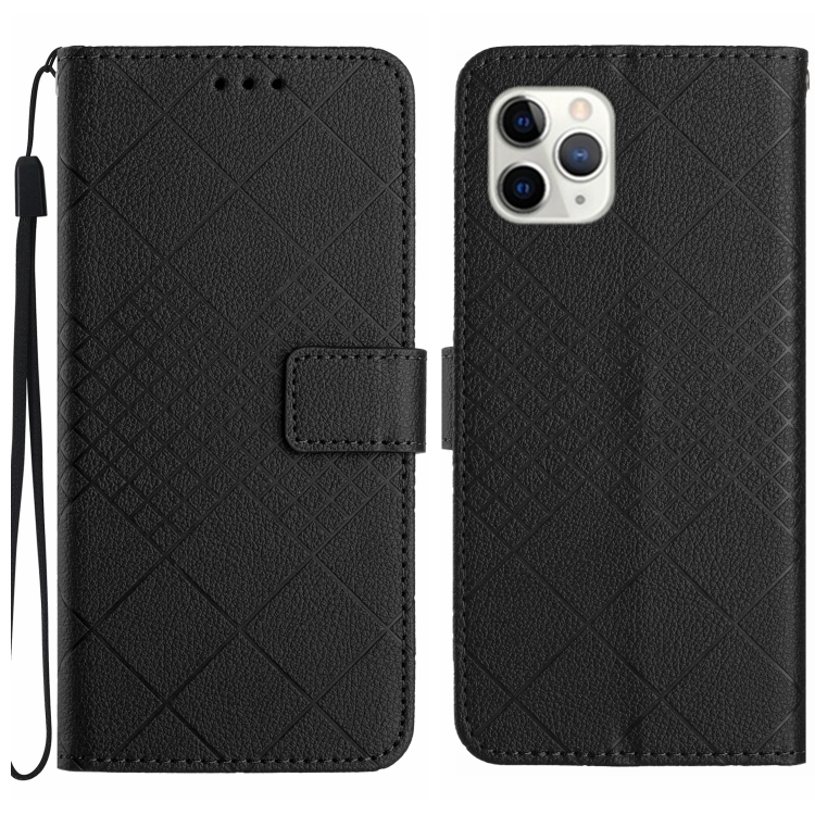 

For iPhone 11 Pro Max Rhombic Grid Texture Leather Phone Case(Black)