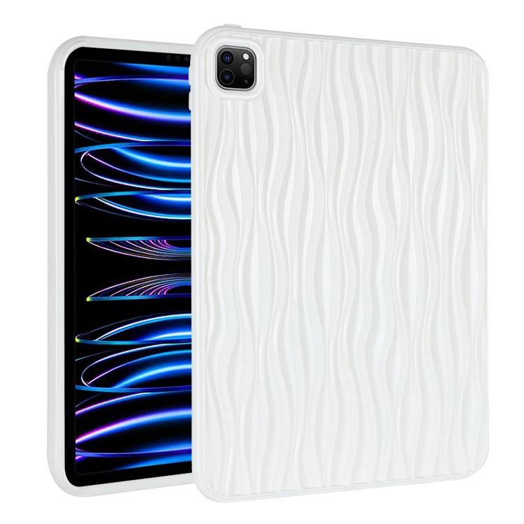 

For iPad Pro 12.9 2022 / 2021 / 2020 Jelly Color Water Ripple TPU Tablet Case(White)