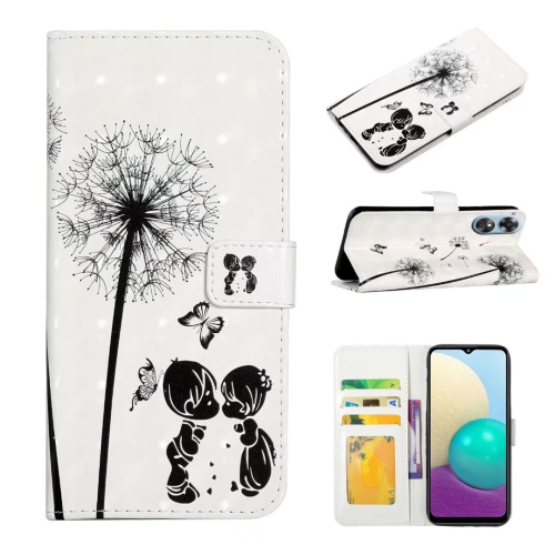 

For OPPO A17 Oil Embossed 3D Drawing Leather Phone Case(Couple Dandelion)