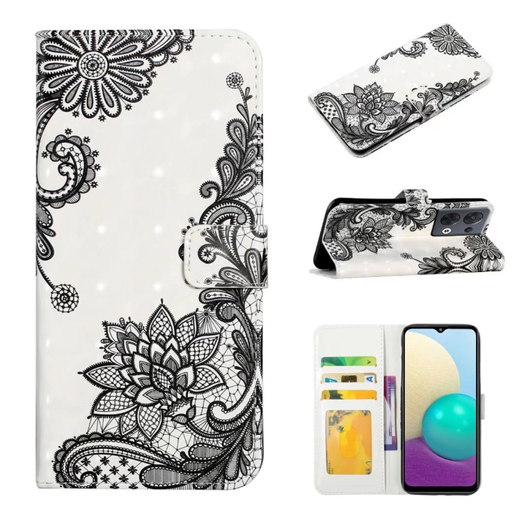 

For OPPO Reno8 Pro Oil Embossed 3D Drawing Leather Phone Case(Lace Flower)