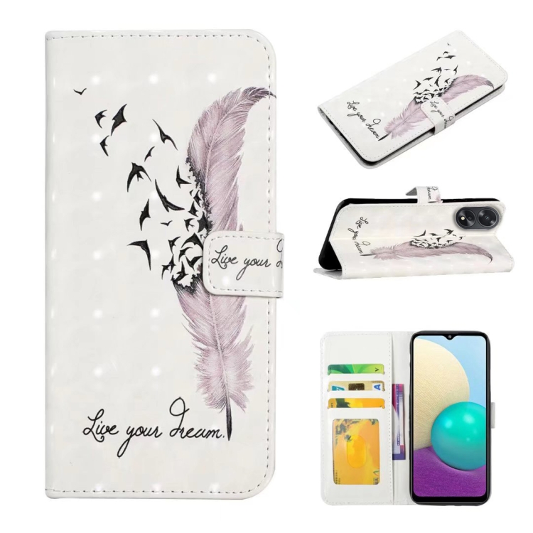

For OPPO A18 Oil Embossed 3D Drawing Leather Phone Case(Feather)