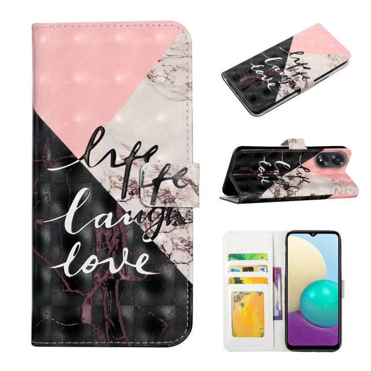 

For OPPO A38 Oil Embossed 3D Drawing Leather Phone Case(Stitching Marble)