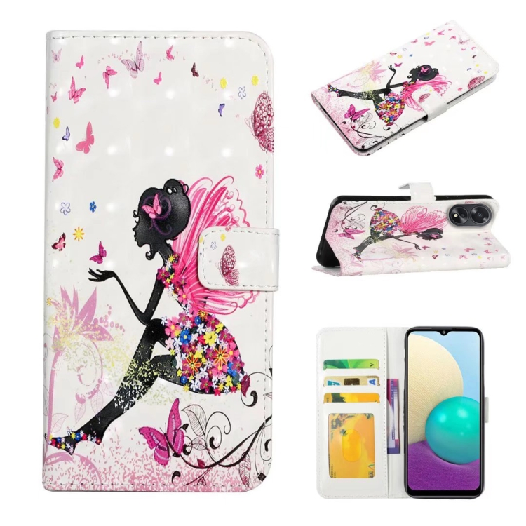 

For OPPO A38 Oil Embossed 3D Drawing Leather Phone Case(Flower Fairy)