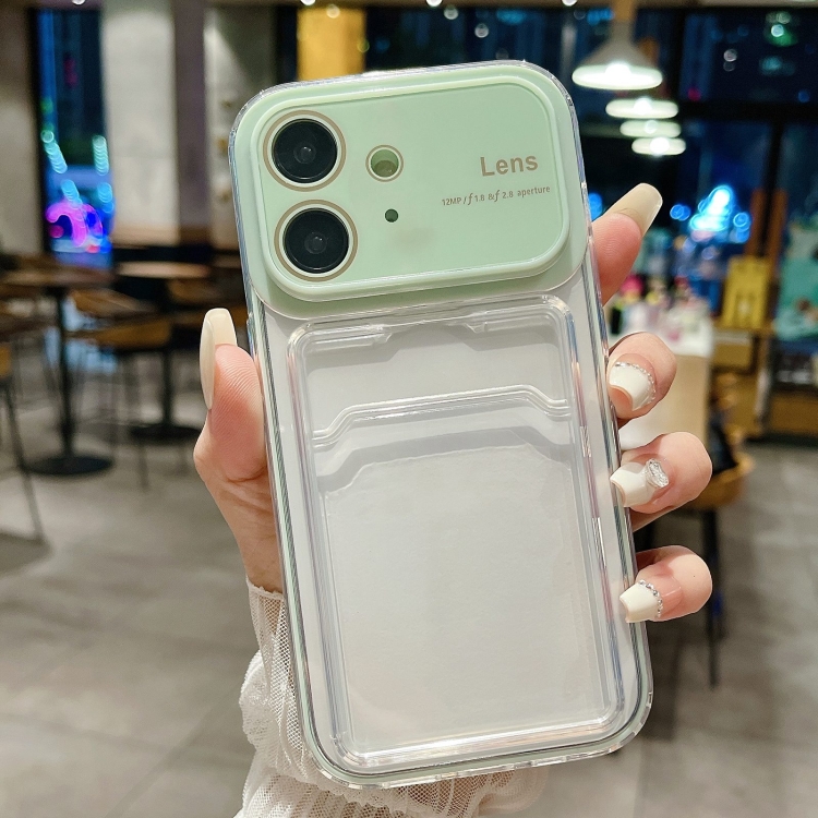 

For iPhone 12 Large Window PC Hybrid TPU Phone Case with Card Slot(Green)