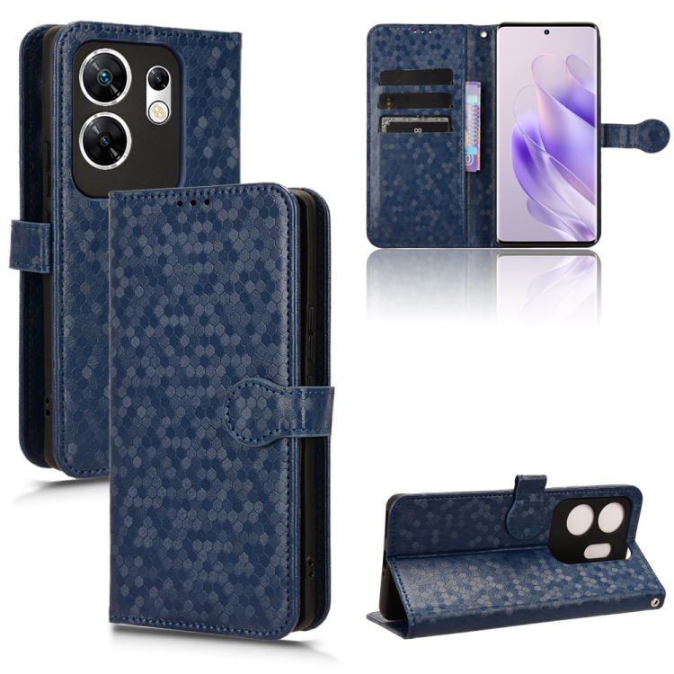 

For Infinix Zero 30 4G Honeycomb Dot Texture Leather Phone Case(Blue)