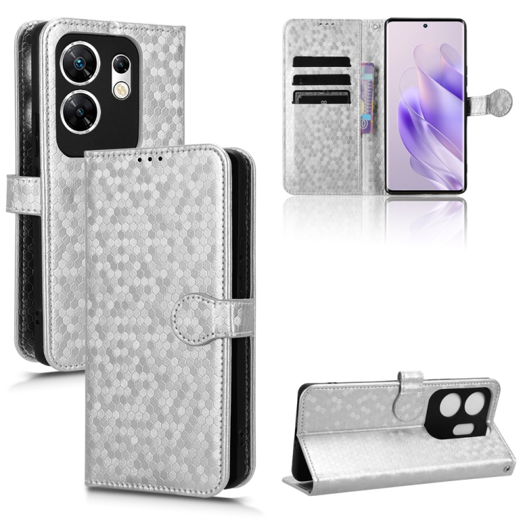 

For Infinix Zero 30 4G Honeycomb Dot Texture Leather Phone Case(Silver)