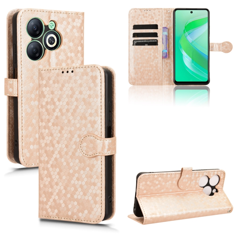 

For Infinix Smart 8 Honeycomb Dot Texture Leather Phone Case(Gold)