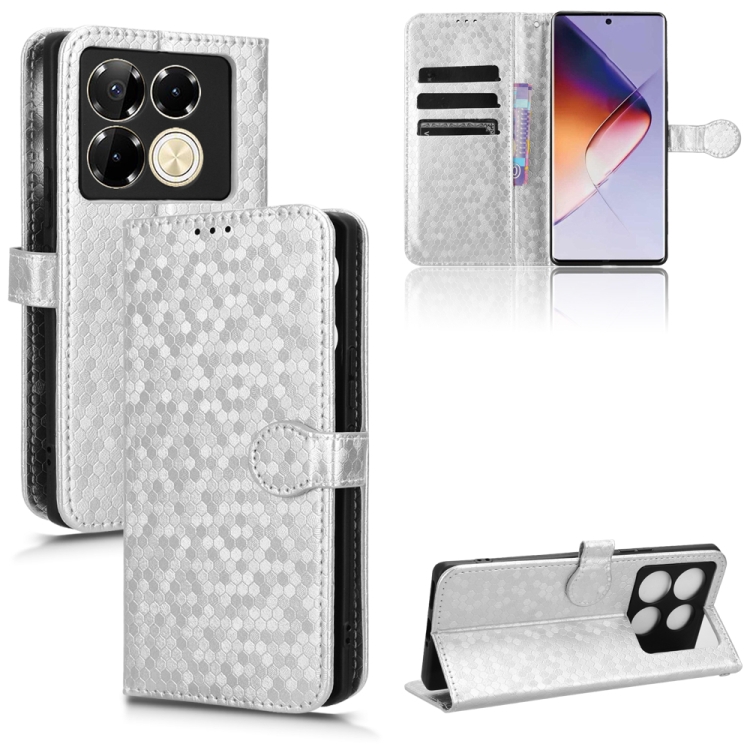 

For Infinix Note 40 Pro 4G X6850 Honeycomb Dot Texture Leather Phone Case(Silver)