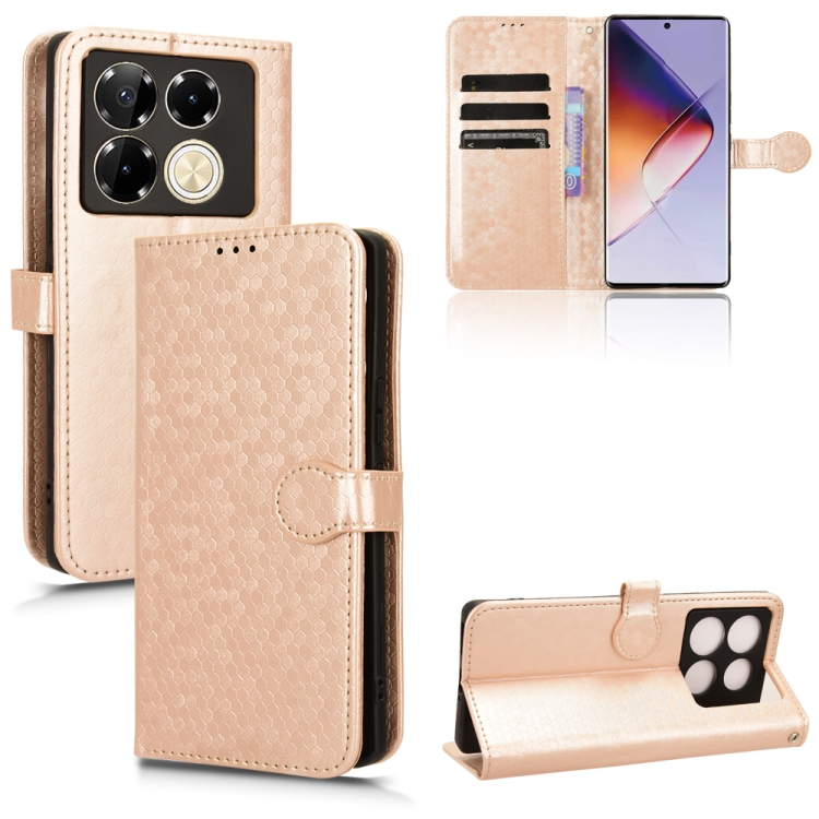 

For Infinix Note 40 Pro 5G X6851 Honeycomb Dot Texture Leather Phone Case(Gold)