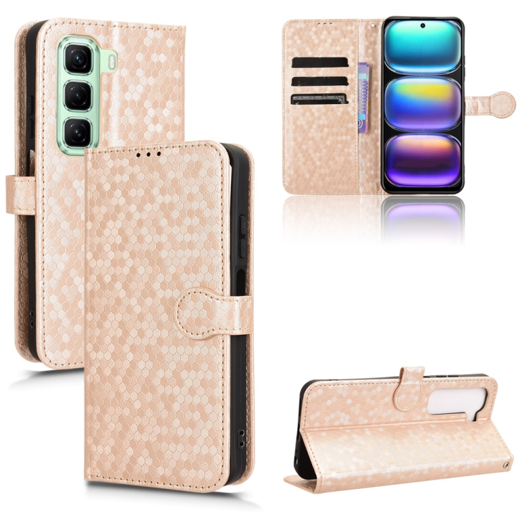 

For Infinix Hot 50 4G Honeycomb Dot Texture Leather Phone Case(Gold)