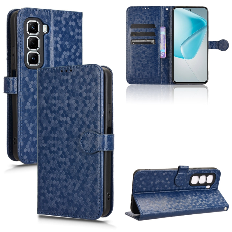 

For Infinix Hot 50 Pro 4G Honeycomb Dot Texture Leather Phone Case(Blue)