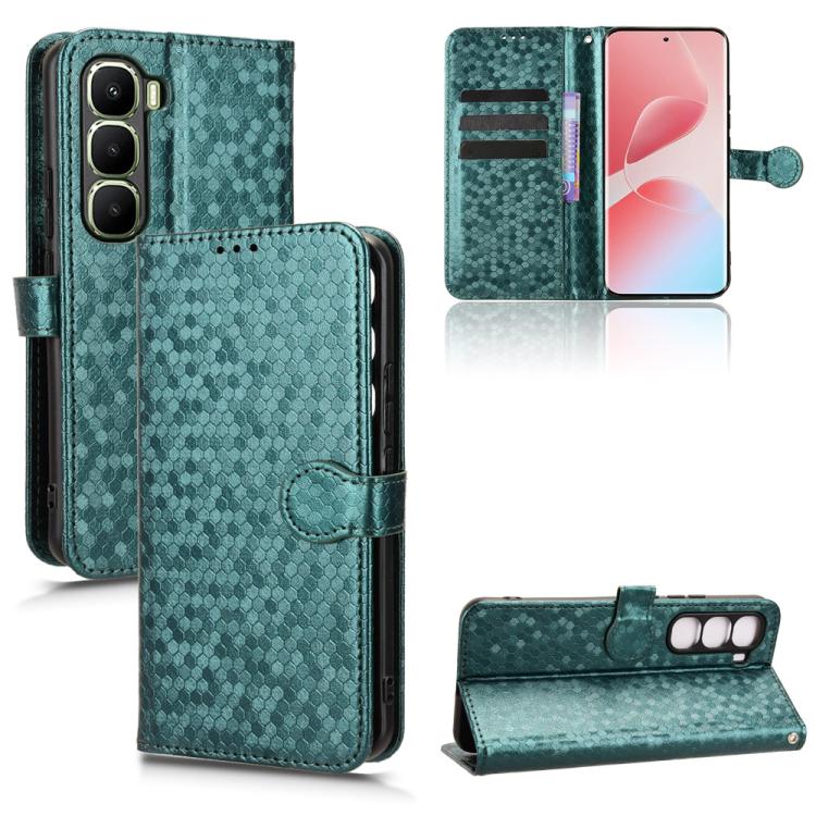 

For Infinix Hot 60 Pro+ 4G Honeycomb Dot Texture Leather Phone Case(Green)