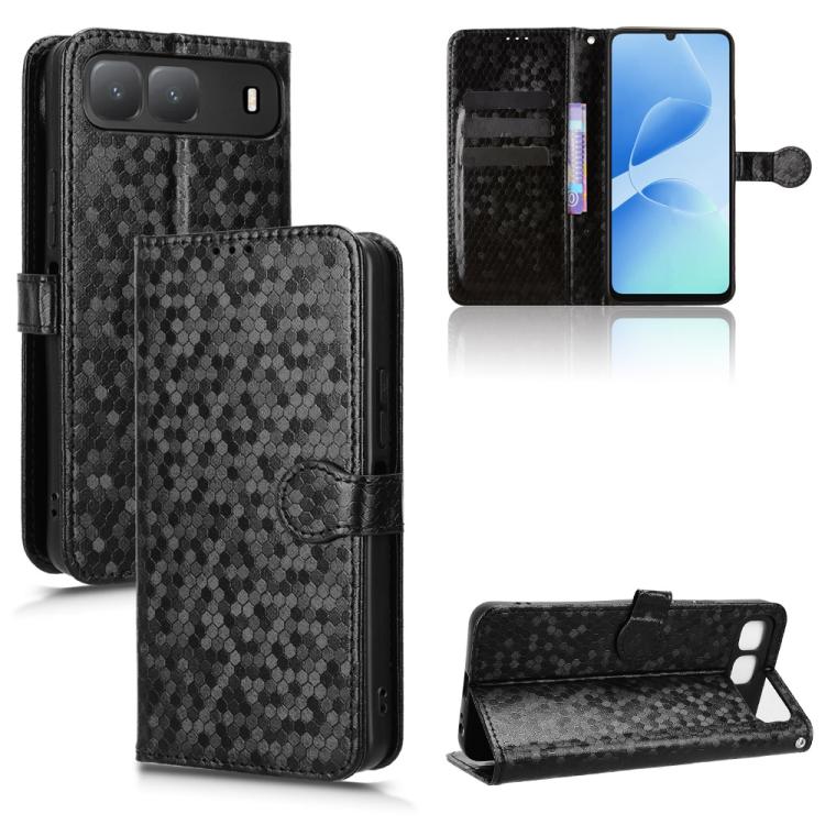 

For Infinix Hot 60i 5G / Tecno Spark Go 5G Honeycomb Dot Texture Leather Phone Case(Black)
