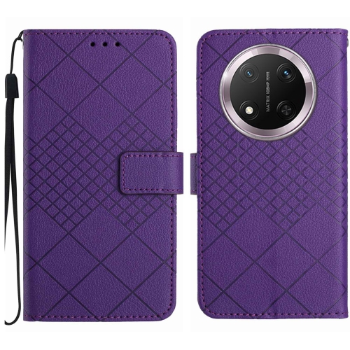 

For Honor X9c Rhombic Grid Texture Leather Phone Case(Purple)