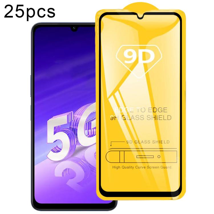 

For vivo T4 Lite 25pcs 9D Full Glue Screen Tempered Glass Film