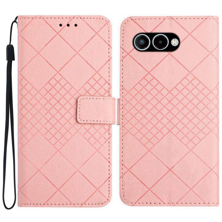 For T-Mobile Revvl 8 5G Rhombic Grid Texture Leather Phone Case(Pink) For T-Mobile Revvl 8 5G Rhombic Grid Texture Leather Phone Case(Pink)