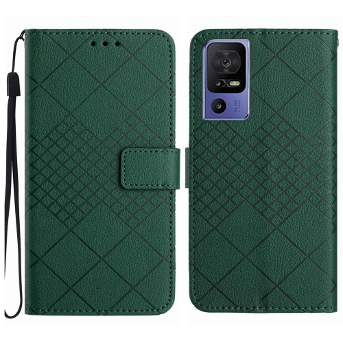 

For TCL 40 SE Rhombic Grid Texture Leather Phone Case(Green)