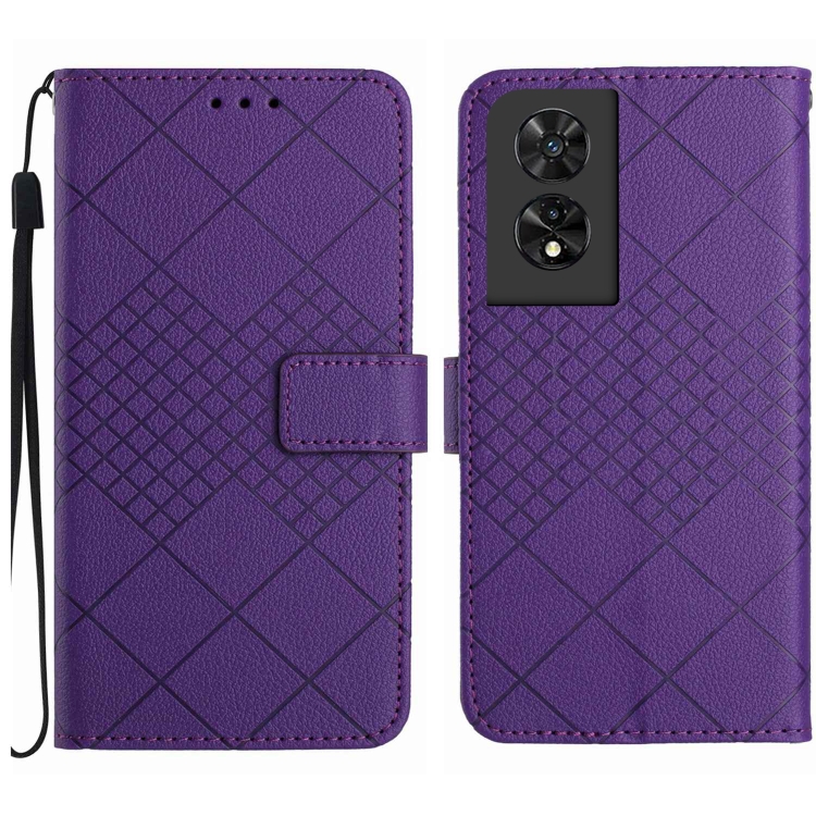 

For TCL 505 Rhombic Grid Texture Leather Phone Case(Purple)