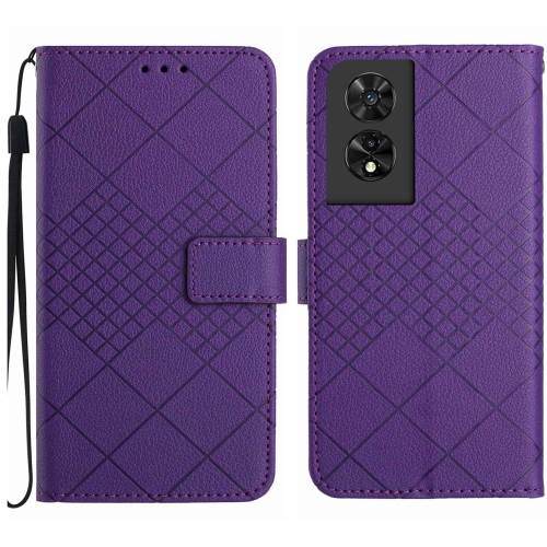 

For TCL 50 SE/40 NxtPaper 4G Rhombic Grid Texture Leather Phone Case(Purple)