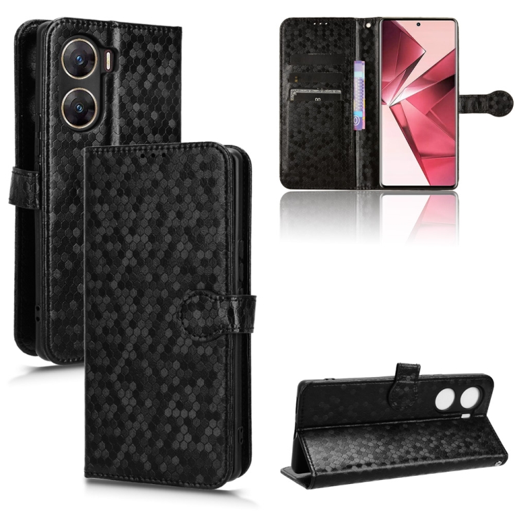 

For vivo V29e 5G Honeycomb Dot Texture Leather Phone Case(Black)