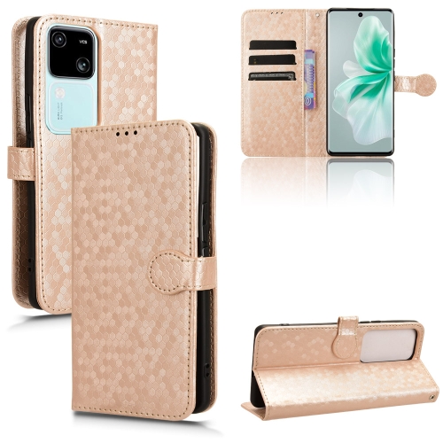 

For vivo S18 5G / V30 5G Honeycomb Dot Texture Leather Phone Case(Gold)