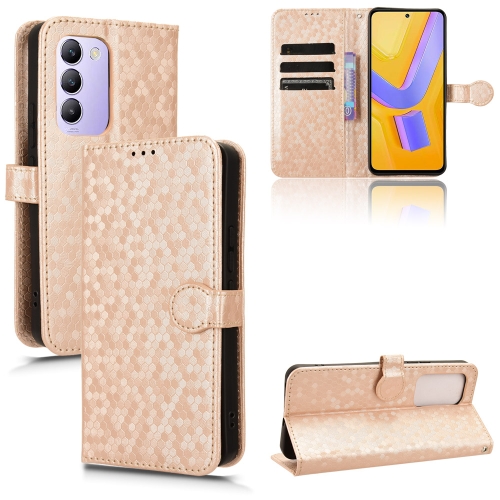 

For vivo Y100 Indonesia Honeycomb Dot Texture Leather Phone Case(Gold)